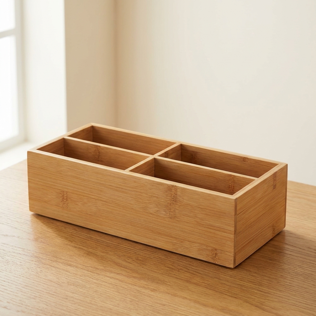 Schreibtisch-Organizer aus Bambus, 4 Fächer — Klein Studio