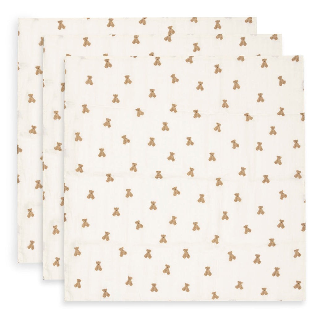 Jollein - Cloth Muslin 70x70cm - Mini Teddy Bear (3 Pack) — Klein Studio