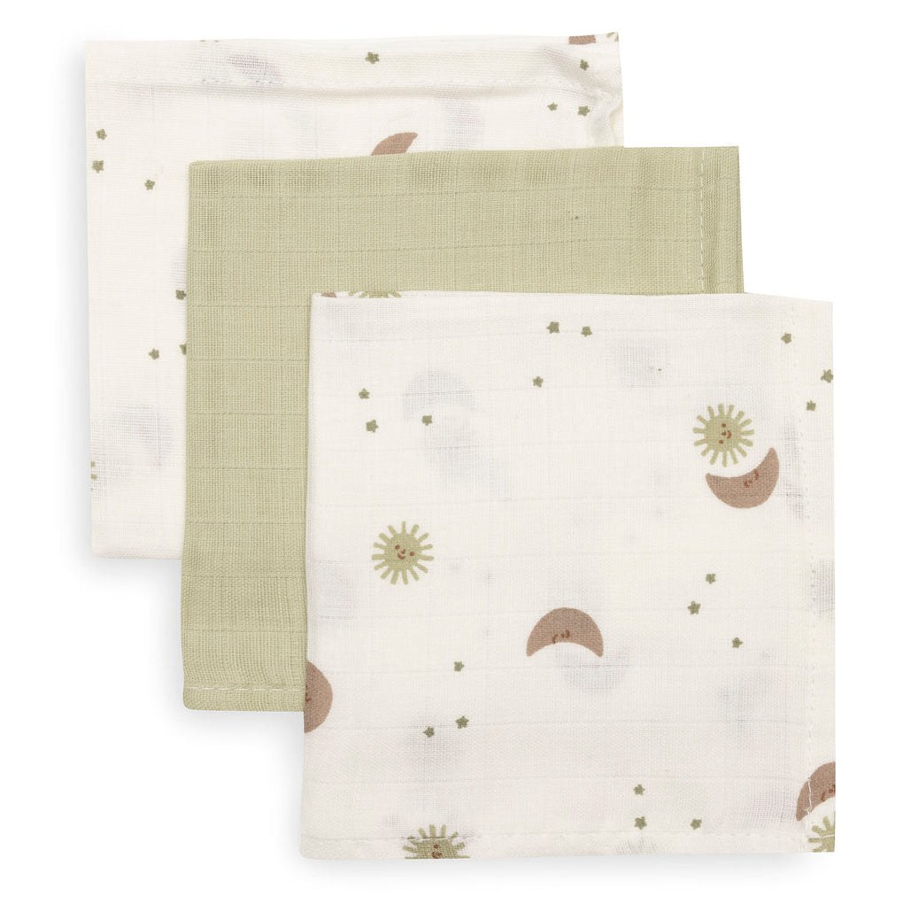 Jollein – Muslin Mouth Cloths 31 x 31cm – Over the Moon (3 Pack) — Klein Studio