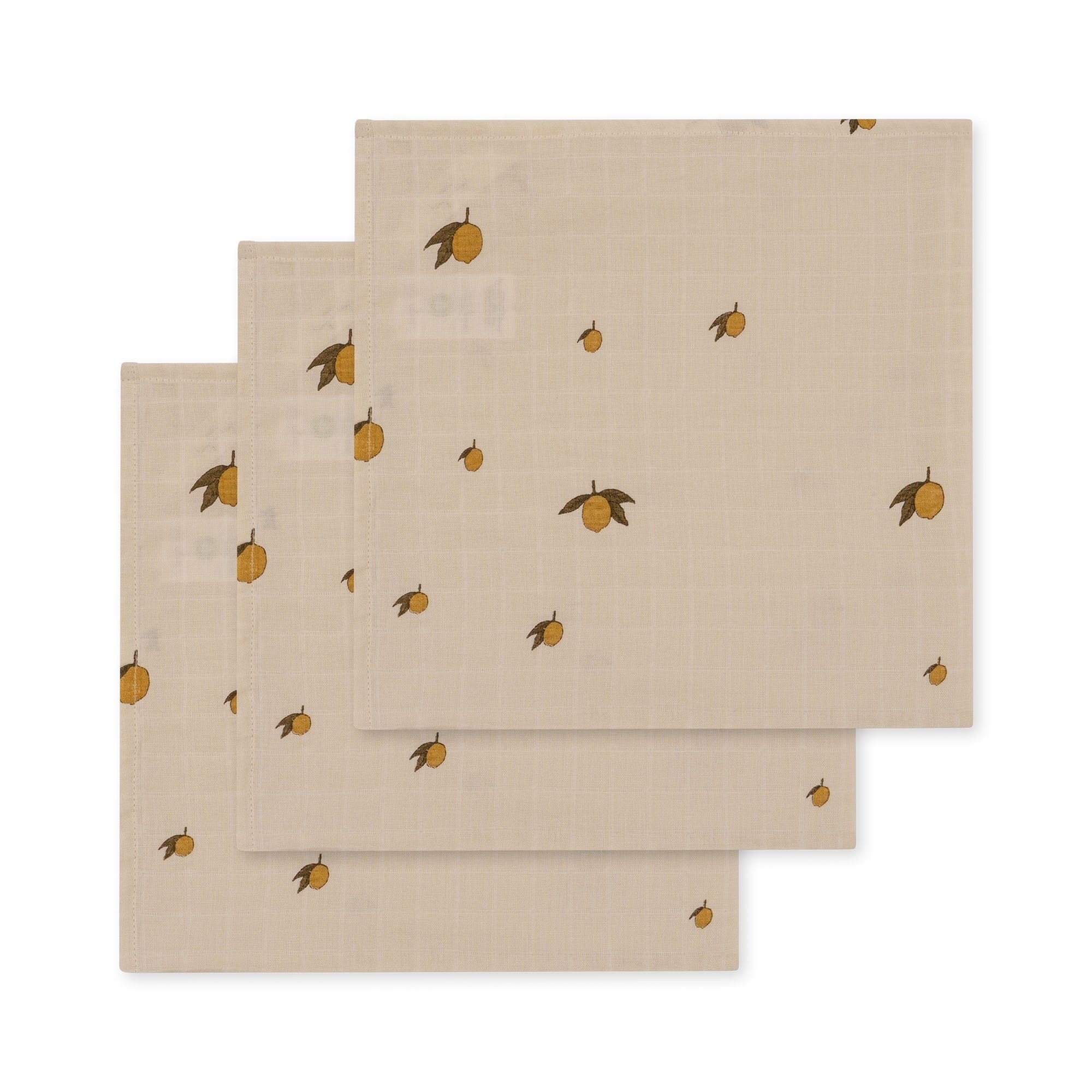 Konges Slojd - Muslin Cloths - GOTS - Lemon - (3 pack) — Klein Studio