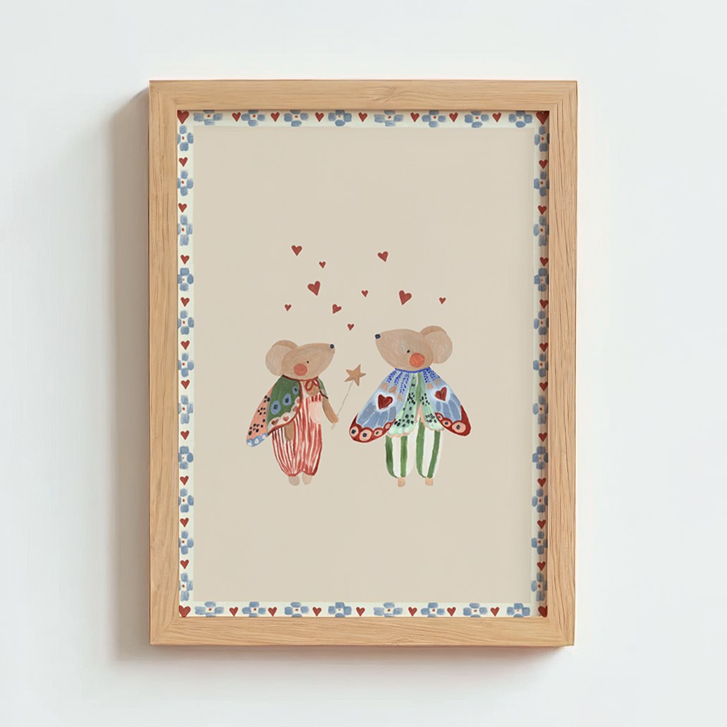 Lion & The Pear - Hand-Illustrated *Exclusive* Print - Butterfly Mice — Klein Studio