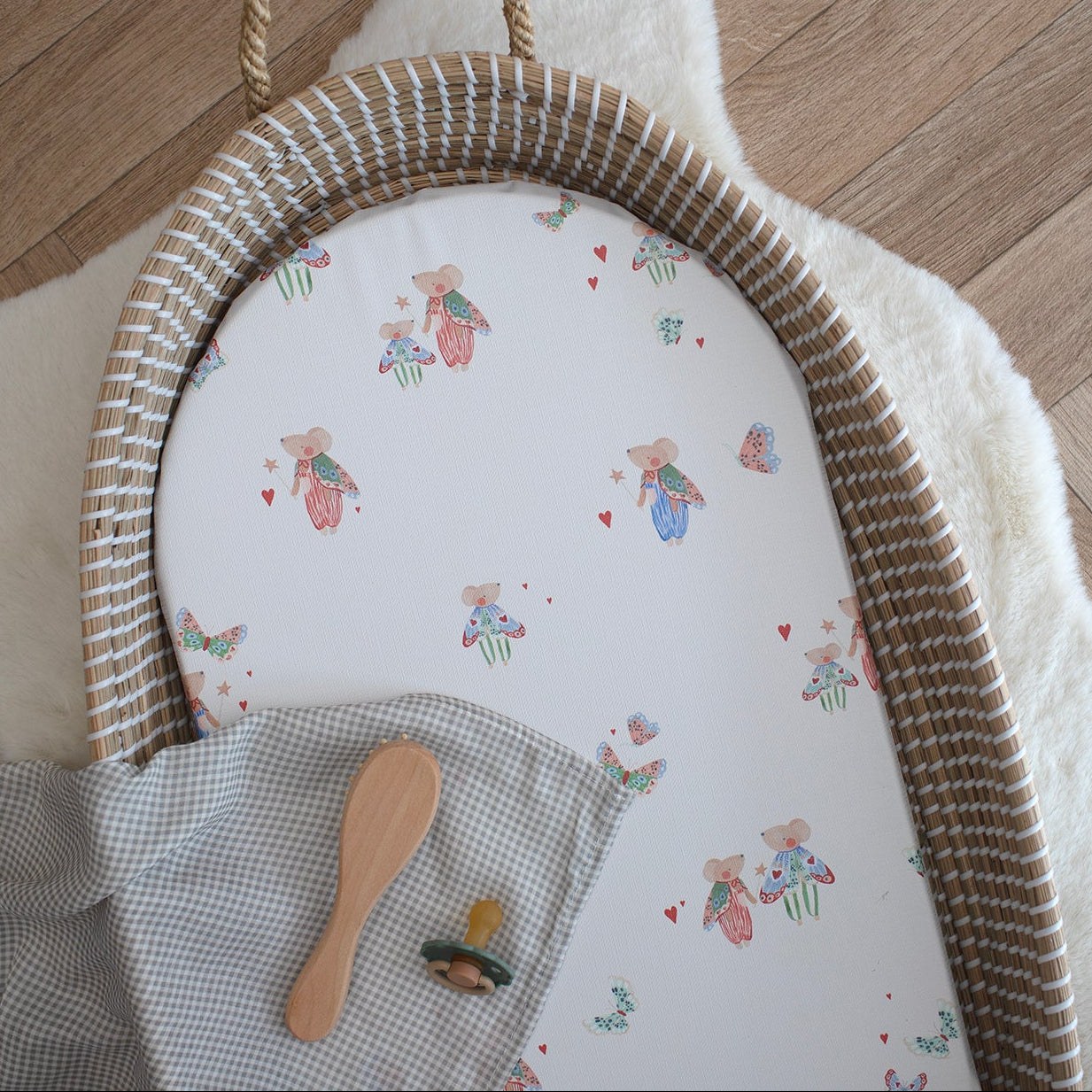 Mabel & Fox - Basket Changing Mat - Butterfly Mice — Klein Studio