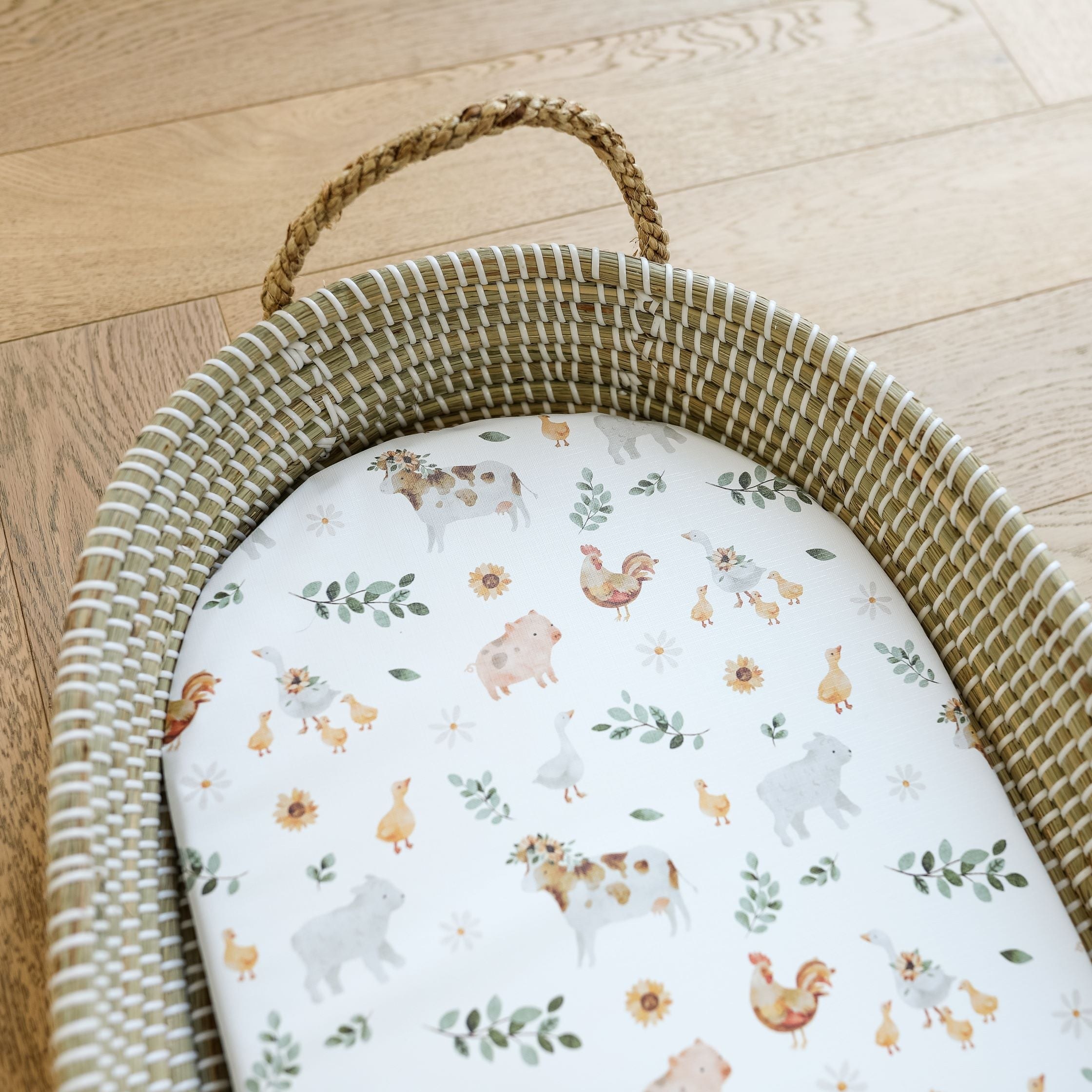 Mabel & Fox - Basket Changing Mat - Farmyard Animals — Klein Studio