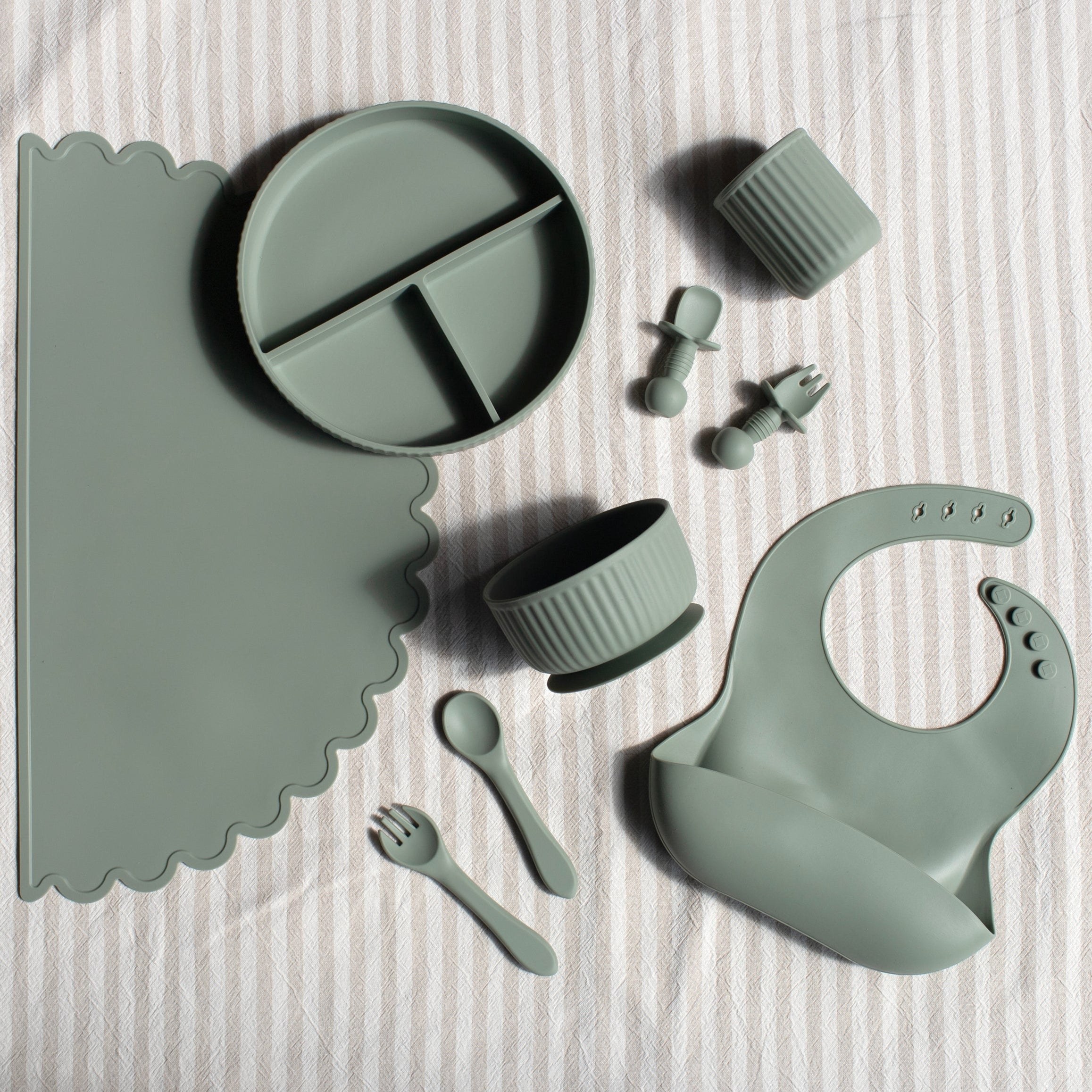 Mabel & Fox - Complete Silicone Tableware Set - Sage (7 Pcs) — Klein Studio