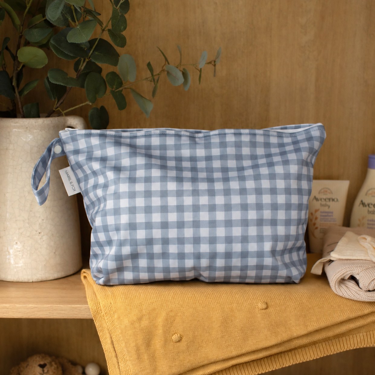 Mabel & Fox - Large Wet Bag - Blue Gingham — Klein Studio