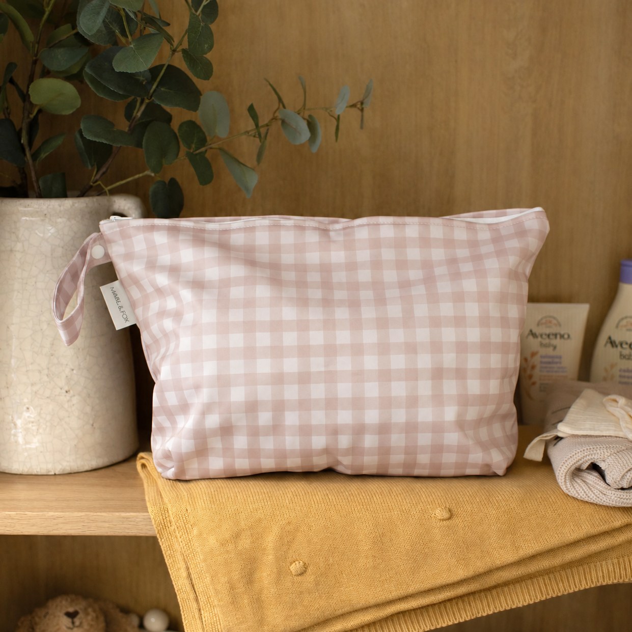 Mabel & Fox - Large Wet Bag - Pink Gingham — Klein Studio