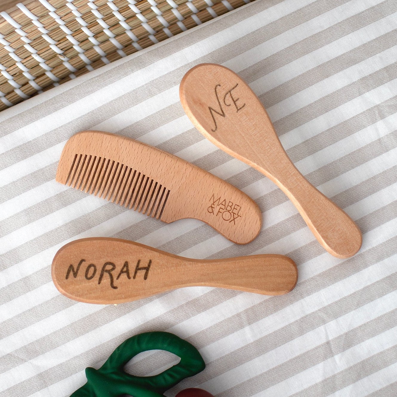 Mabel & Fox - Personalised Wooden Brush Set - Timeless Script — Klein Studio