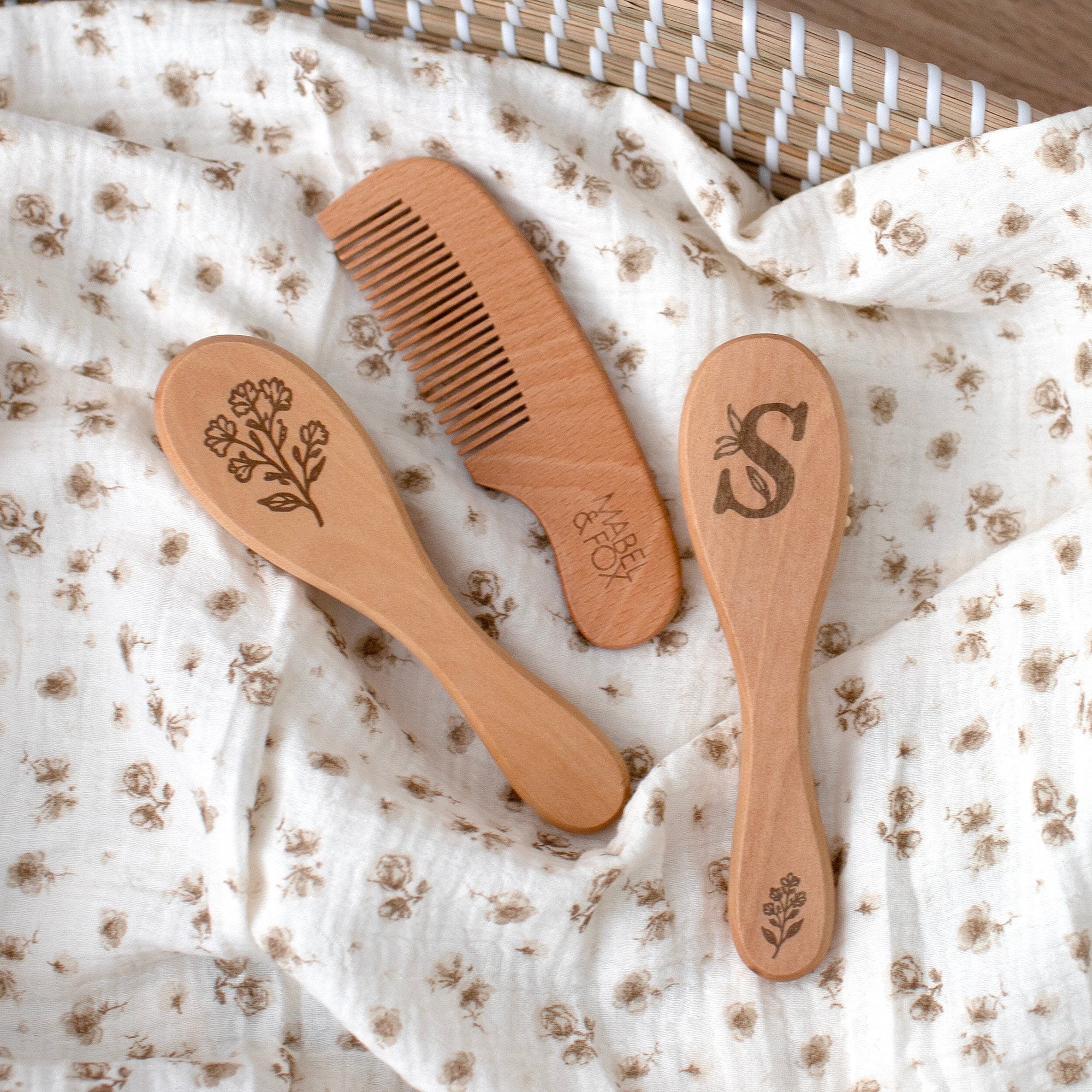 Mabel & Fox - Personalised Wooden Brush Set - Wildflower — Klein Studio