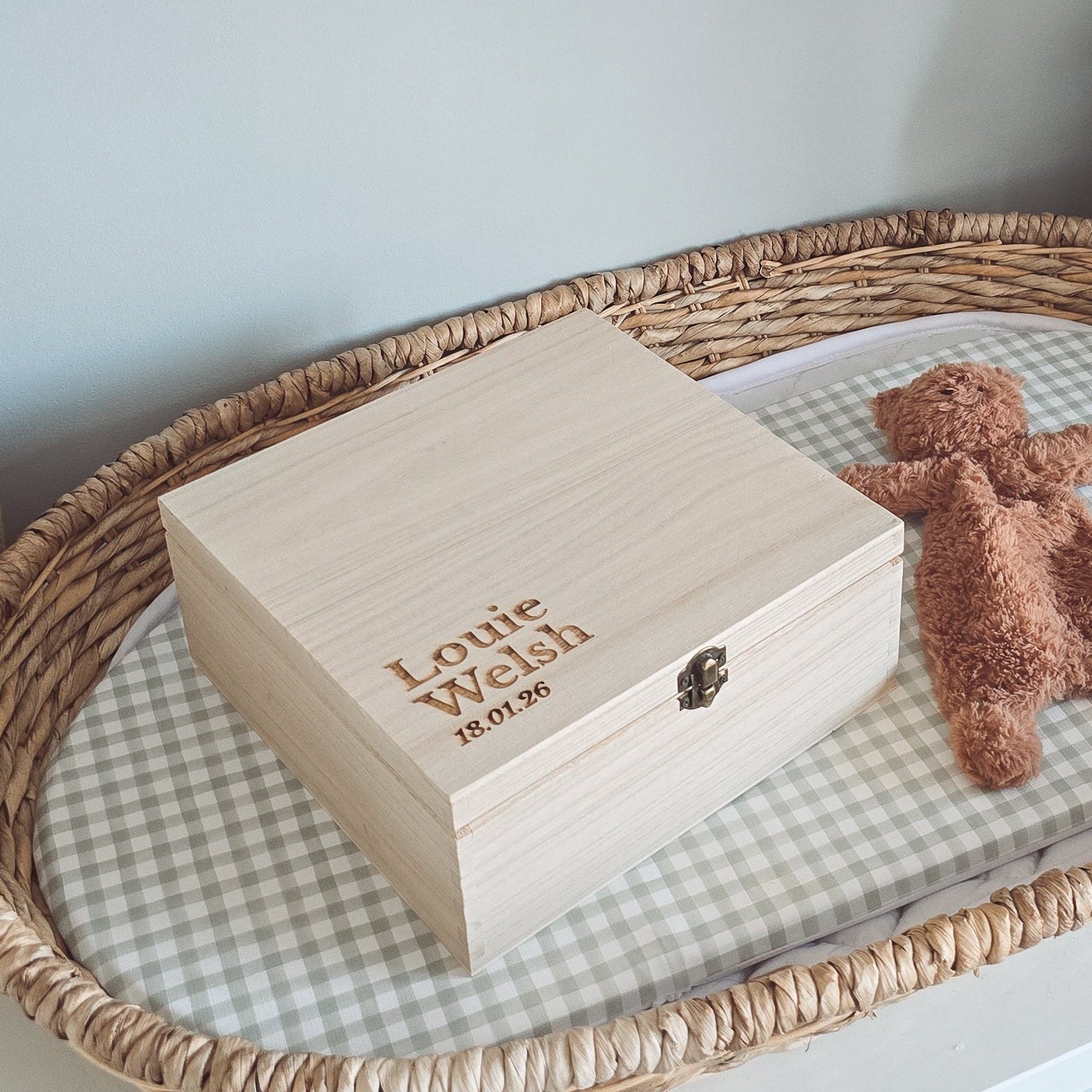 Mabel & Fox - Personalised Wooden Memory Box - Timeless Serif — Klein Studio
