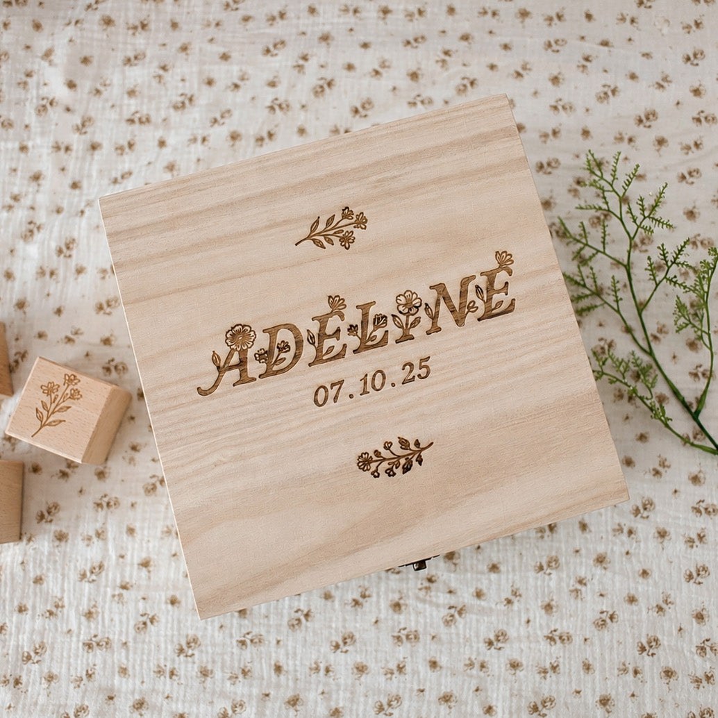 Mabel & Fox - Personalised Wooden Memory Box - Wildflower — Klein Studio