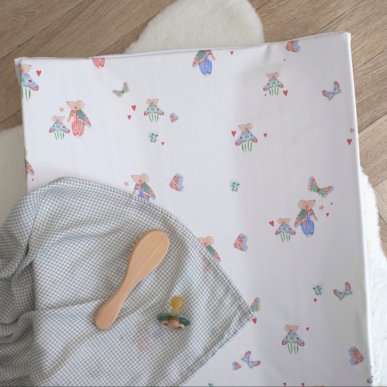 Mabel & Fox - Wedge Baby Changing Mat - Butterfly Mice — Klein Studio